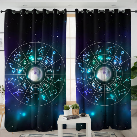 Image of Zodiac Constellation 2 Panel Curtains