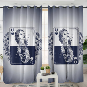 Queen of Heart B&W 2 Panel Curtains