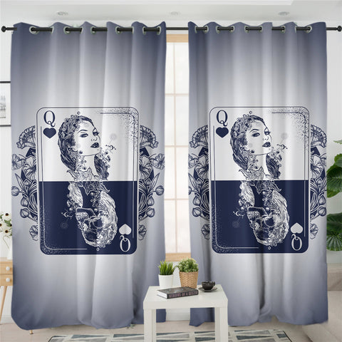 Image of Queen of Heart B&W 2 Panel Curtains