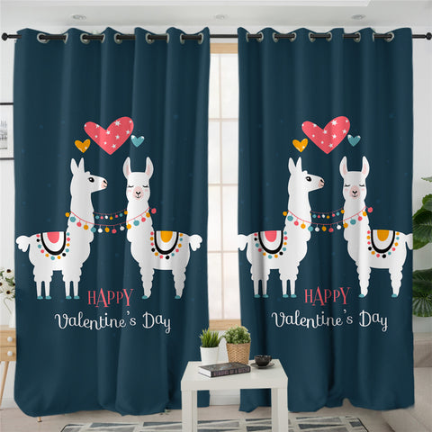 Image of Llama Couple 2 Panel Curtains