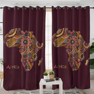 Patterned African Continent 2 Panel Curtains