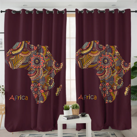 Image of Patterned African Continent 2 Panel Curtains