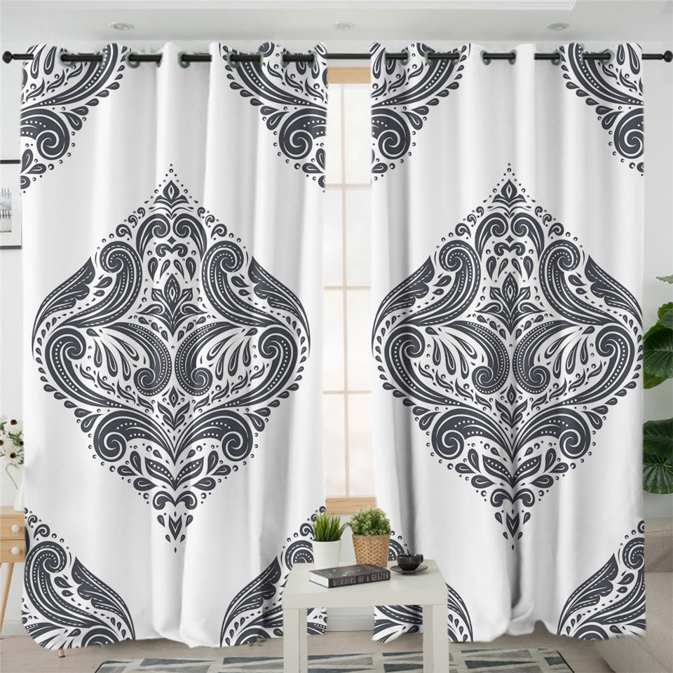European Style Lozenge Patterns 2 Panel Curtains