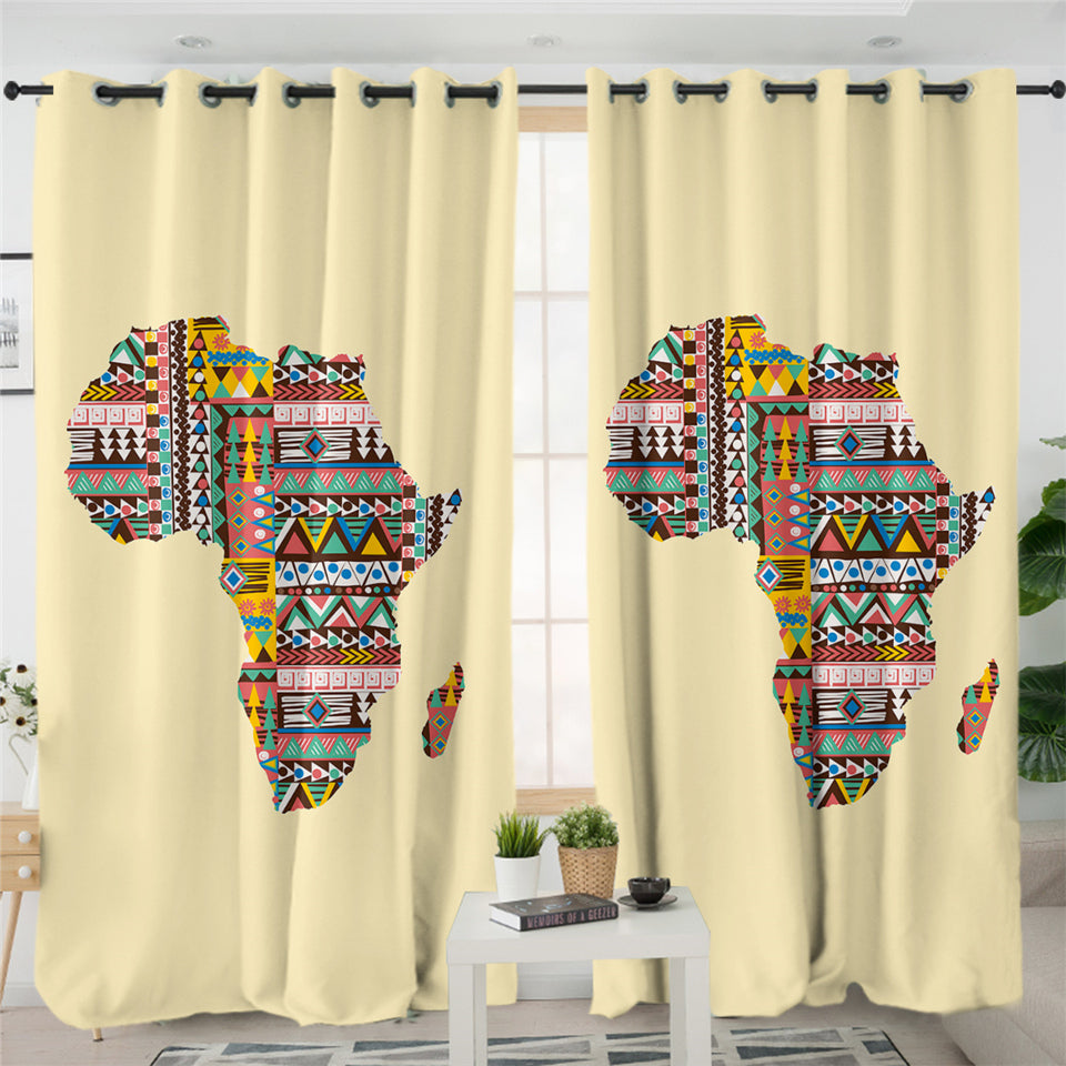 Shape Patterned African Continent 2 Panel Curtains