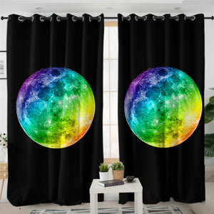 Colored Moon 2 Panel Curtains