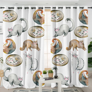 Cute Cats 2 Panel Curtains