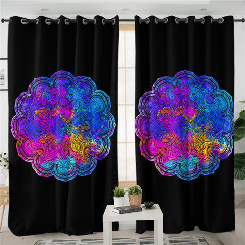 Image of Dark Patterns Mandala 2 Panel Curtains