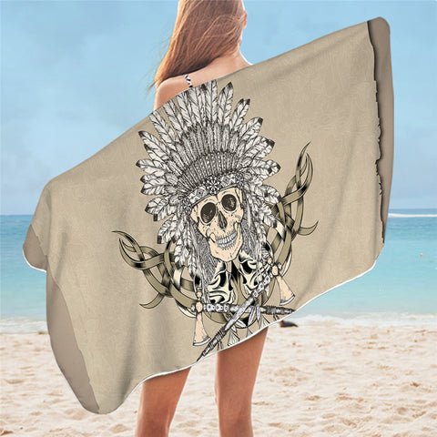 Image of War Bonnets Gray Bath Towel