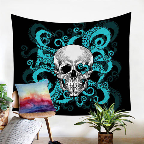 Image of Skull On Tentacles Tapestry - Beddingify