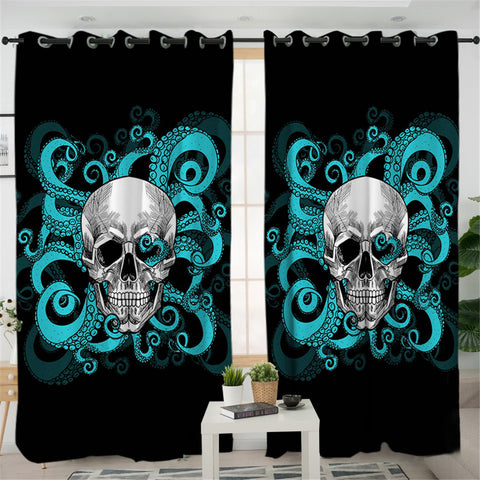Image of Octopus Skull 2 Panel Curtains