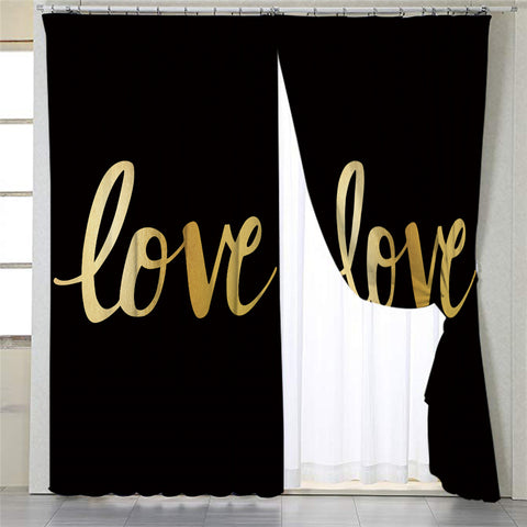 Image of Golden Love Black 2 Panel Curtains