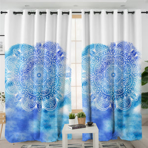 Blue Mandala Themed 2 Panel Curtains
