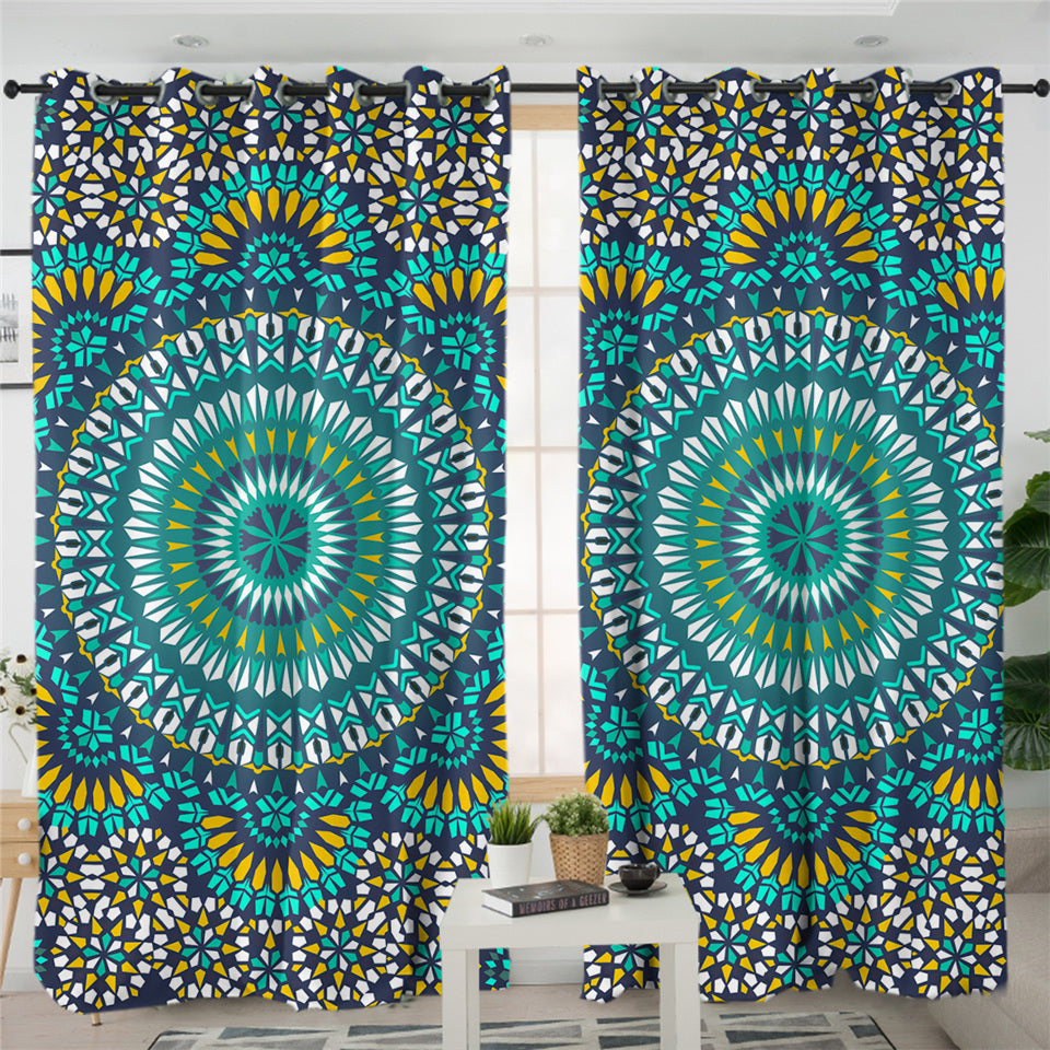 Bright Patterns Mandala 2 Panel Curtains