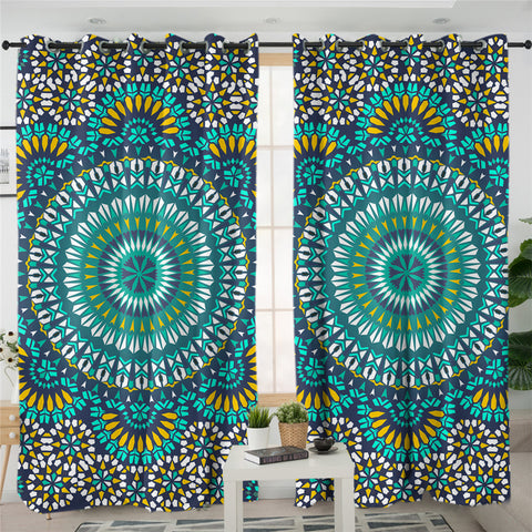 Image of Bright Patterns Mandala 2 Panel Curtains