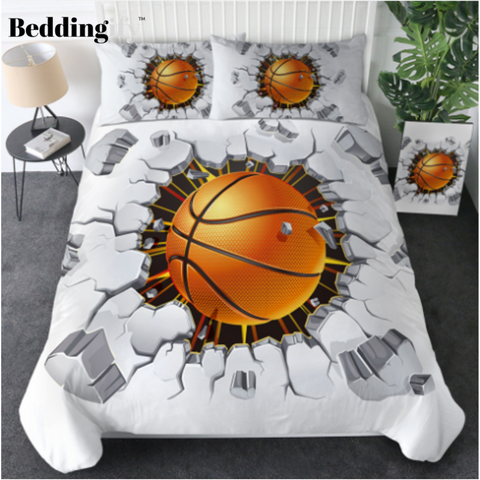 Image of Basketball Football Cracked Bricks Wall Comforter Set - Beddingify