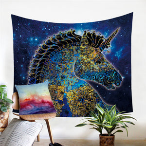 Stylized Unicorn Cosmic Tapestry - Beddingify