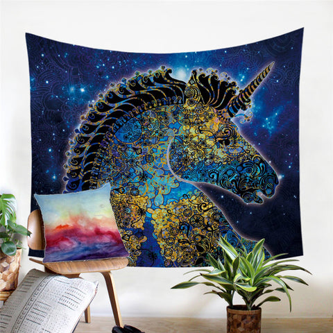 Image of Stylized Unicorn Cosmic Tapestry - Beddingify