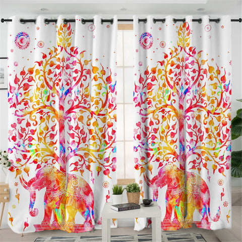 Image of Mandala Elephant 2 Panel Curtains