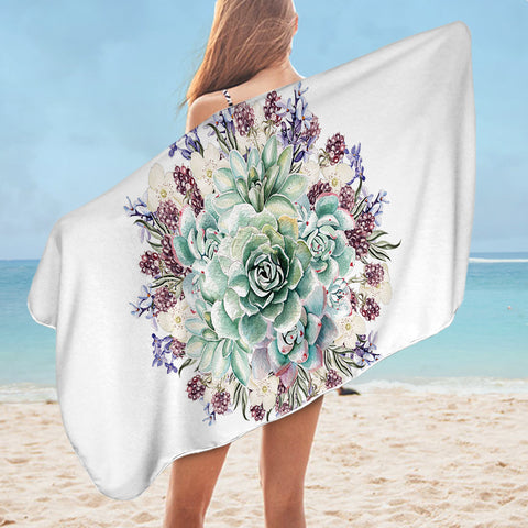 Image of Succulent White Bath Towel