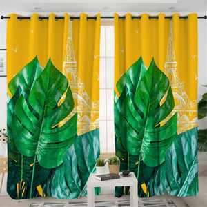 Tropical Paris Palm 2 Panel Curtains