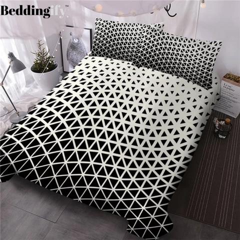 Image of Black White Geometric Pattern Comforter Set - Beddingify