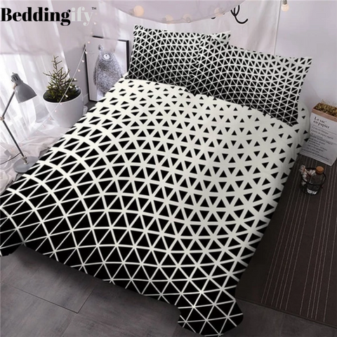 Image of Black White Geometric Pattern Bedding Set - Beddingify