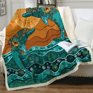 Couple Dolphin Sherpa Fleece Blanket - Beddingify