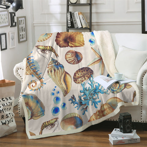 Image of Ocean Themed Sherpa Fleece Blanket - Beddingify