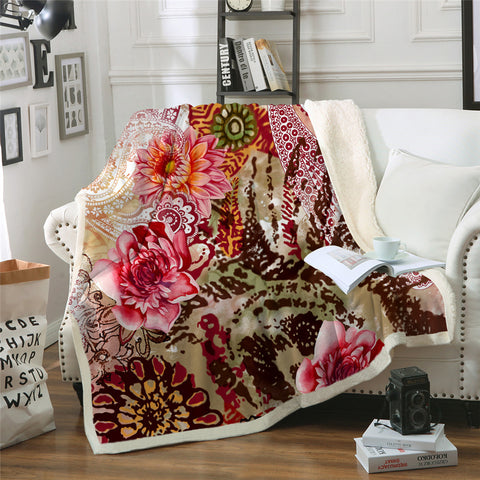 Image of Paisley Flowers Sherpa Fleece Blanket - Beddingify