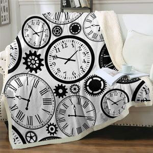 Clock Times Sherpa Fleece Blanket - Beddingify