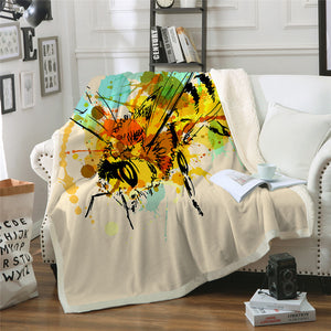 Insect Bee Sherpa Fleece Blanket - Beddingify