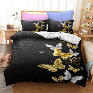 Gold Butterfly Bedding Set