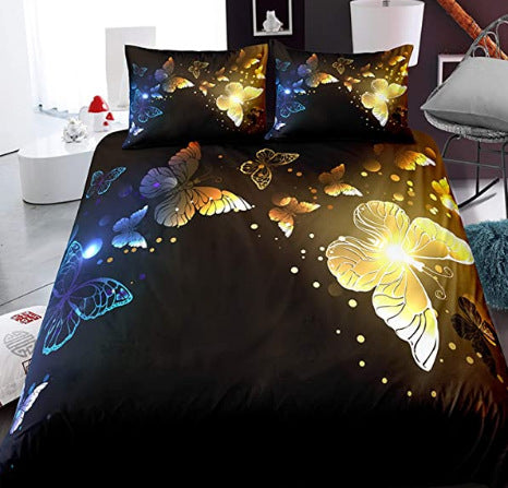 Image of Gold Dark Butterfly Bedding Set