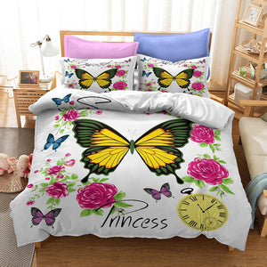 Flower Butterfly Bedding Set