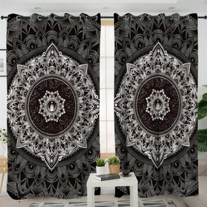 Mandala Themed Concentric Jewel 2 Panel Curtains