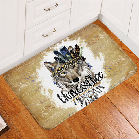 Image of Brave&Free Tribal Wolf Door Mat