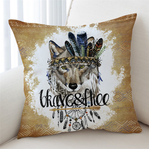 Image of Brave&Free Warchief Wolf Cushion Cover - Beddingify