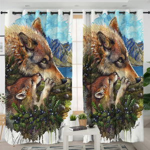 Berry Wolves 2 Panel Curtains
