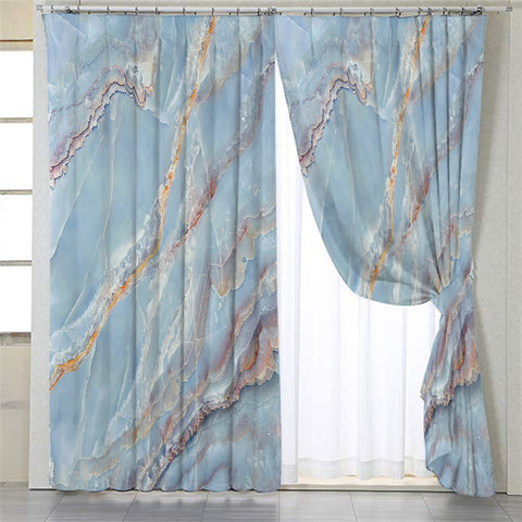 Image of Marble Motif Sky 2 Panel Curtains