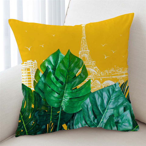Image of 3D Leaves Paris Themed Cushion Cover - Beddingify