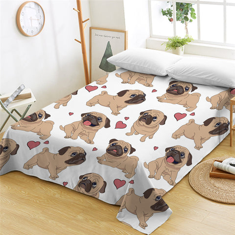 Image of Lovely Pug Flat Sheet - Beddingify