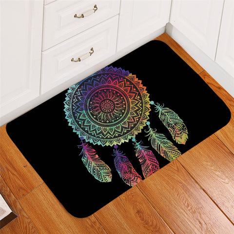 Image of Colorful Dream Catcher Black Door Mat