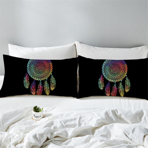 Image of Faded Color Dream Catcher Black Pillowcase