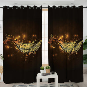 Gold Whale 2 Panel Curtains