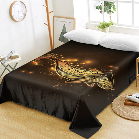 Image of Blue Whale Sparkly Flat Sheet - Beddingify