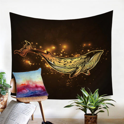 Image of Blue Whale Sparkly Tapestry - Beddingify