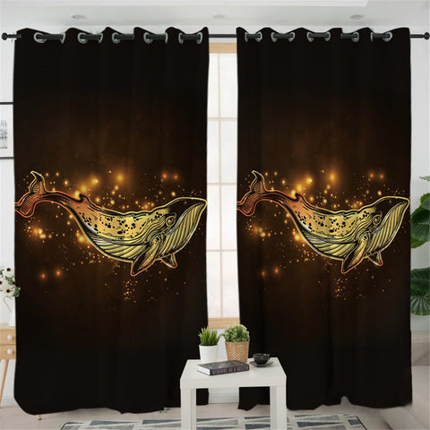 Image of Gold Whale 2 Panel Curtains