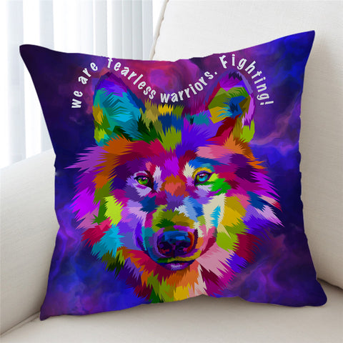 Image of Colorized Wolf Cushion Cover - Beddingify