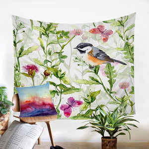 Sparrow & Butterflies SW2227 Tapestry