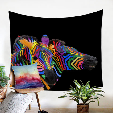 Image of Multicolored Zebras SW1668 Tapestry